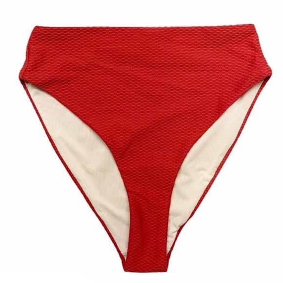 CHELSEA 28 Red Textured High Waisted Bikini Bottoms XS NWOT - Picture 7 of 7